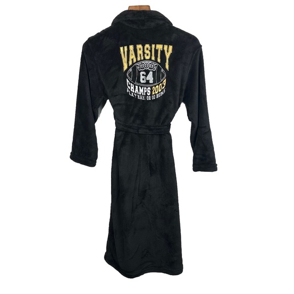 Joe Boxer Other - Joe Boxer Varsity Football Soft Fleece Bath Robe Youth Large 10/12 Black Pockets
